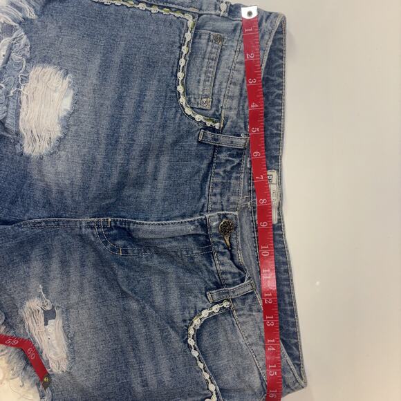 VTG Free People Denim Cutoff Shorts Sz 28 Boho South West Country Y2K Embroidery - Picture 5 of 9